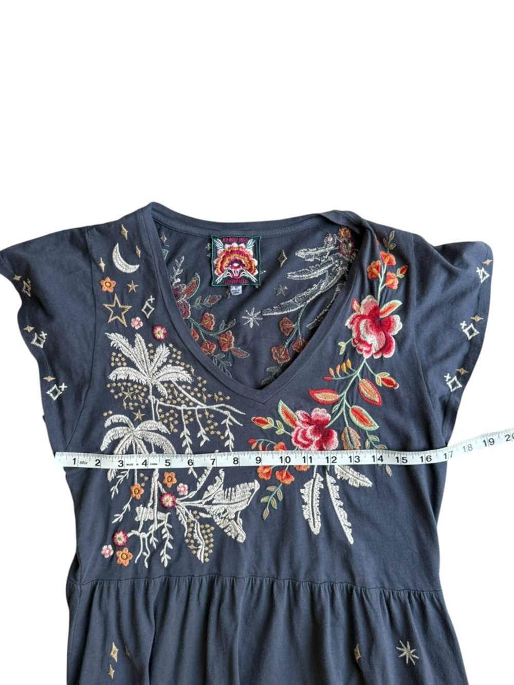 Johnny Was Manu Flutter Sleeve Knit Floral Embroidered Tunic Dress Size Small - Picture 7 of 13